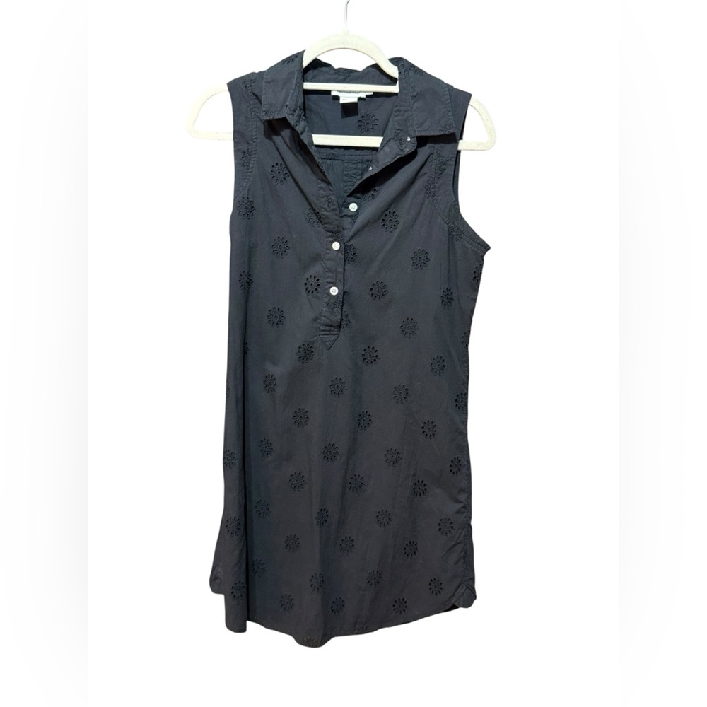 Vineyard Vines Floral Eyelet Shirt Dress in Jet Black Sz 2‎